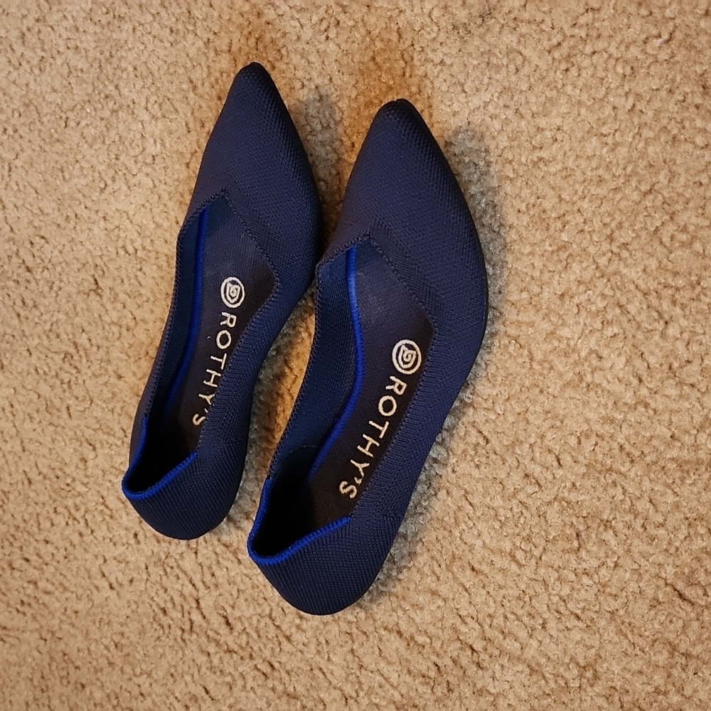 Rothy's Navy Blue Pointed-Toe Flats